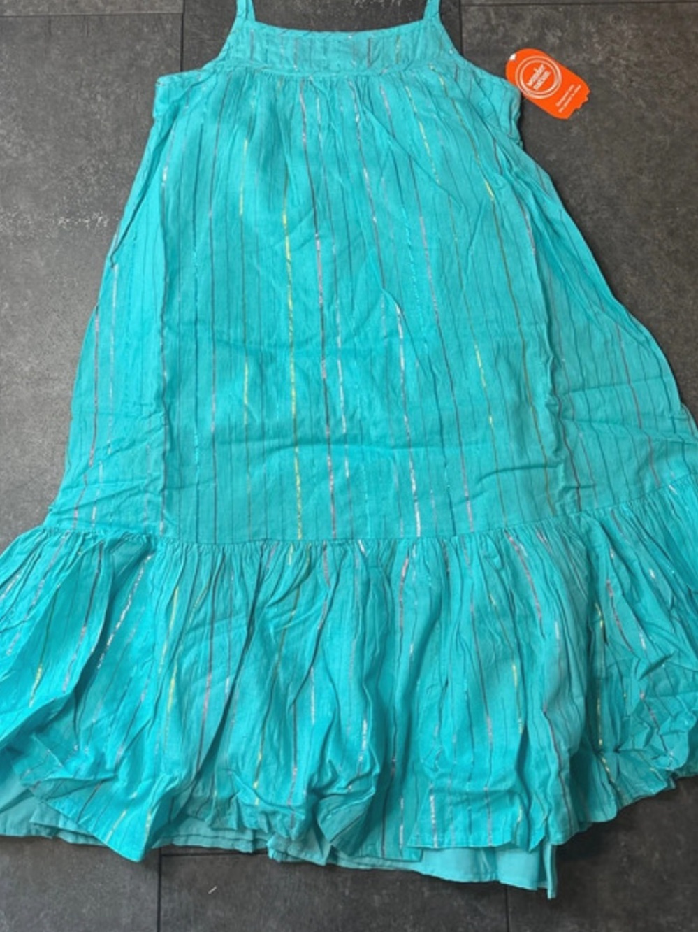 wonder nation Turquoise Dress with Metallic Stripe Accents